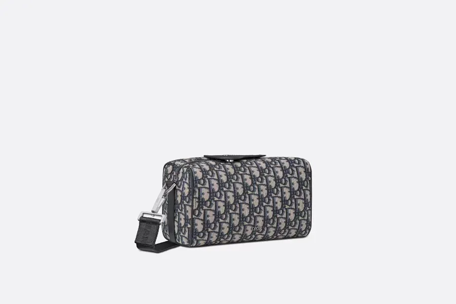 Lingot Messenger Bag Black Canvas with Diamond Pattern