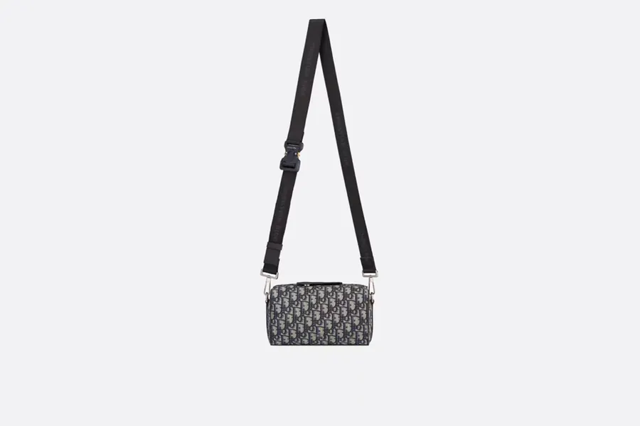 Lingot Messenger Bag Black Canvas with Diamond Pattern