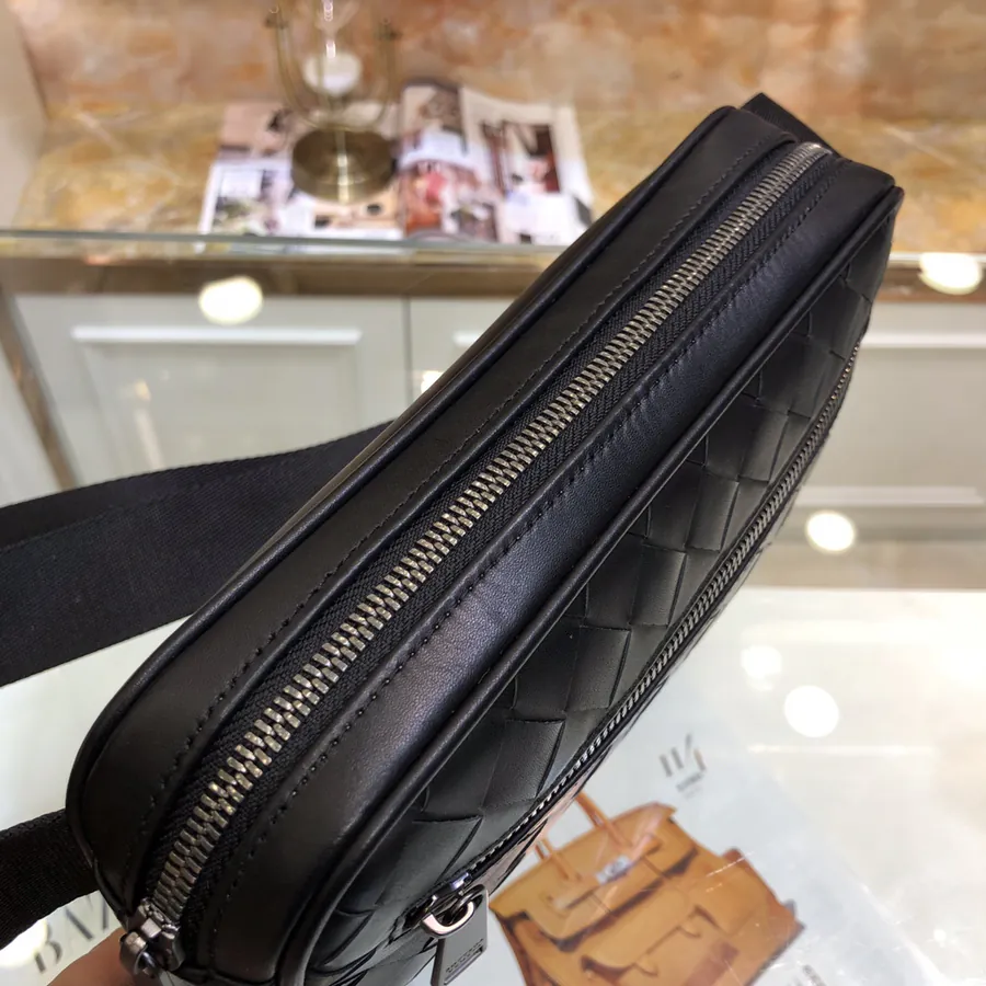BV New Intrecciato 15 Woven Leather Mini Waist Bag
