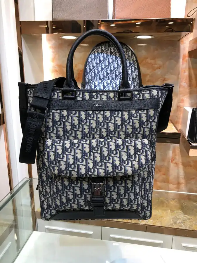 Dior Men's New Handbag Oblique Print and Grained Calfskin