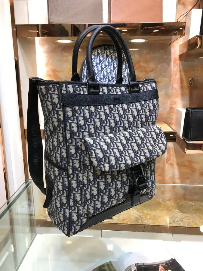 Dior Men's New Handbag Oblique Print and Grained Calfskin
