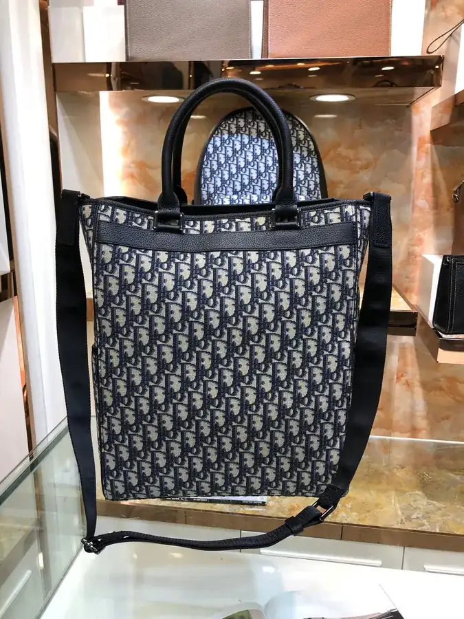 Dior Men's New Handbag Oblique Print and Grained Calfskin