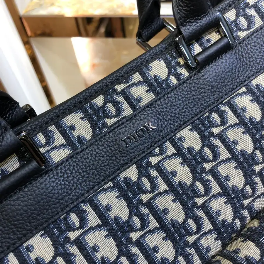 Dior Men's New Handbag Oblique Print and Grained Calfskin