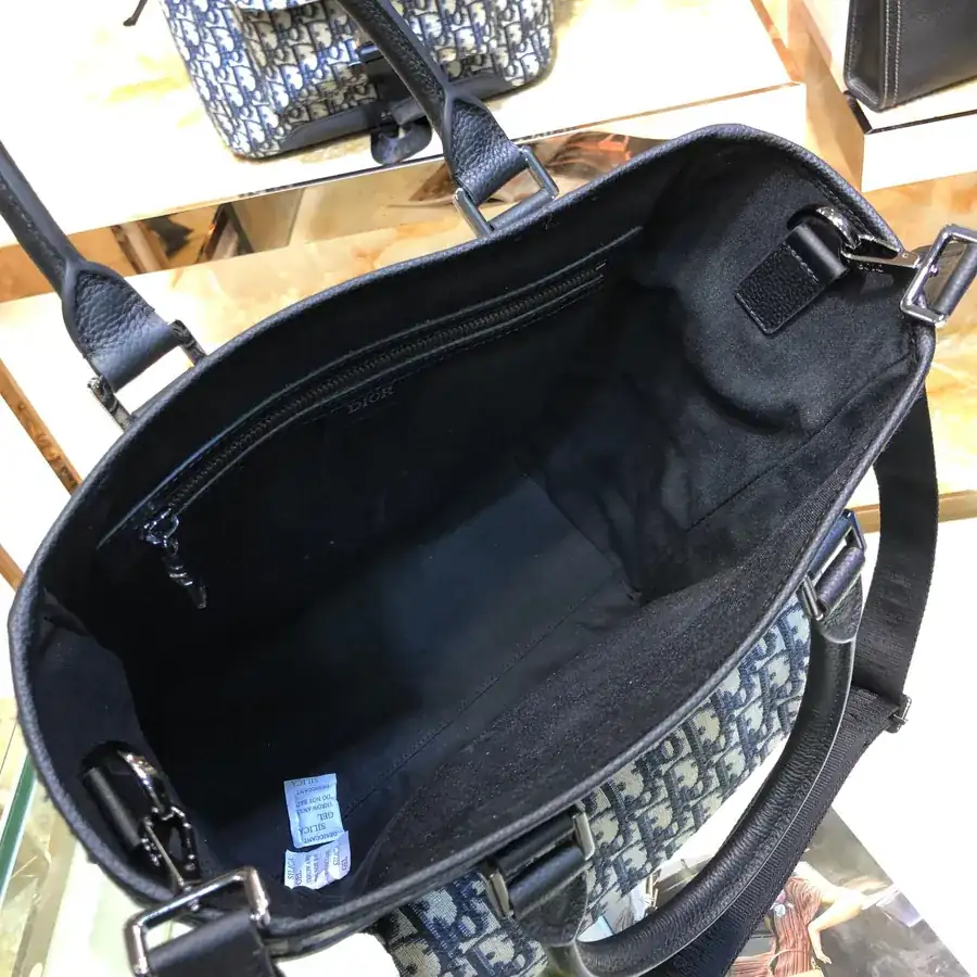 Dior Men's New Handbag Oblique Print and Grained Calfskin