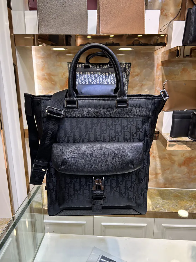 Dior Men's New Handbag Oblique Print & Grained Calfskin