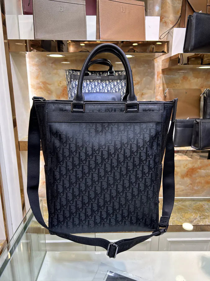 Dior Men's New Handbag Oblique Print & Grained Calfskin