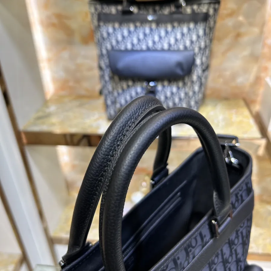 Dior Men's New Handbag Oblique Print & Grained Calfskin