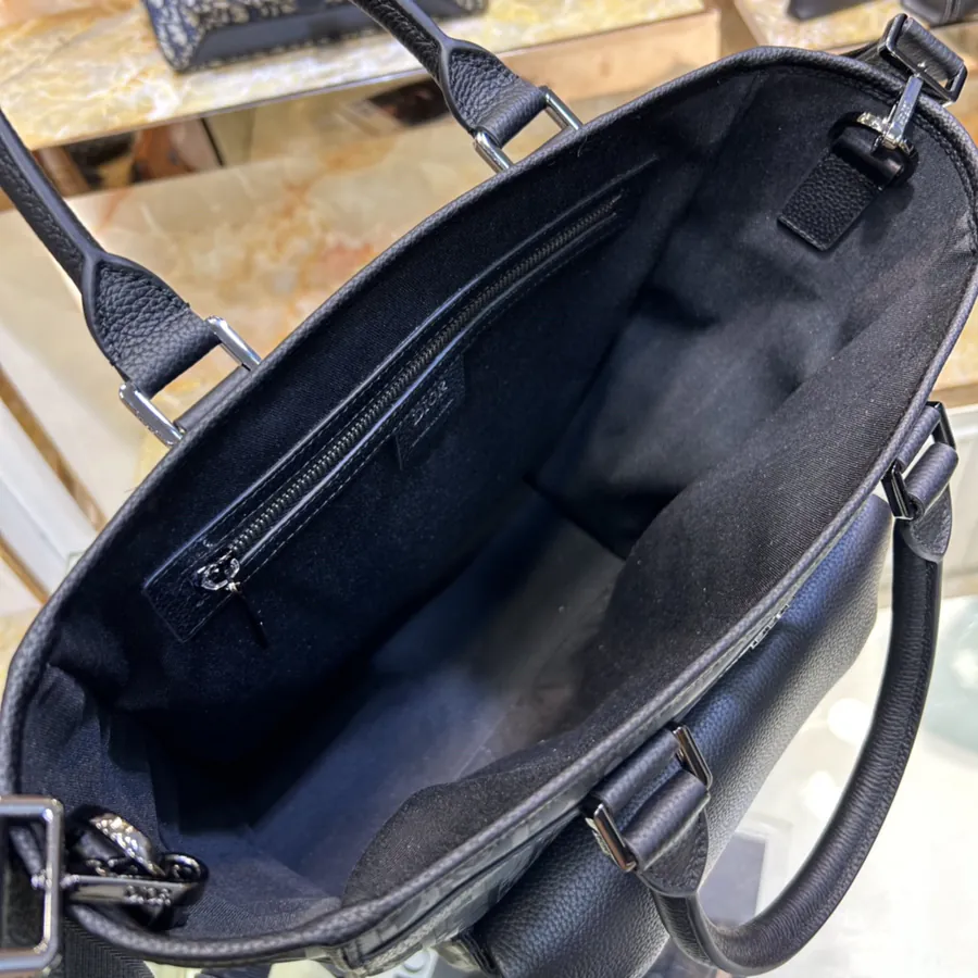 Dior Men's New Handbag Oblique Print & Grained Calfskin