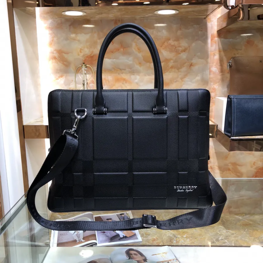 Burberry Men's Briefcase Classic Design, Premium Leather