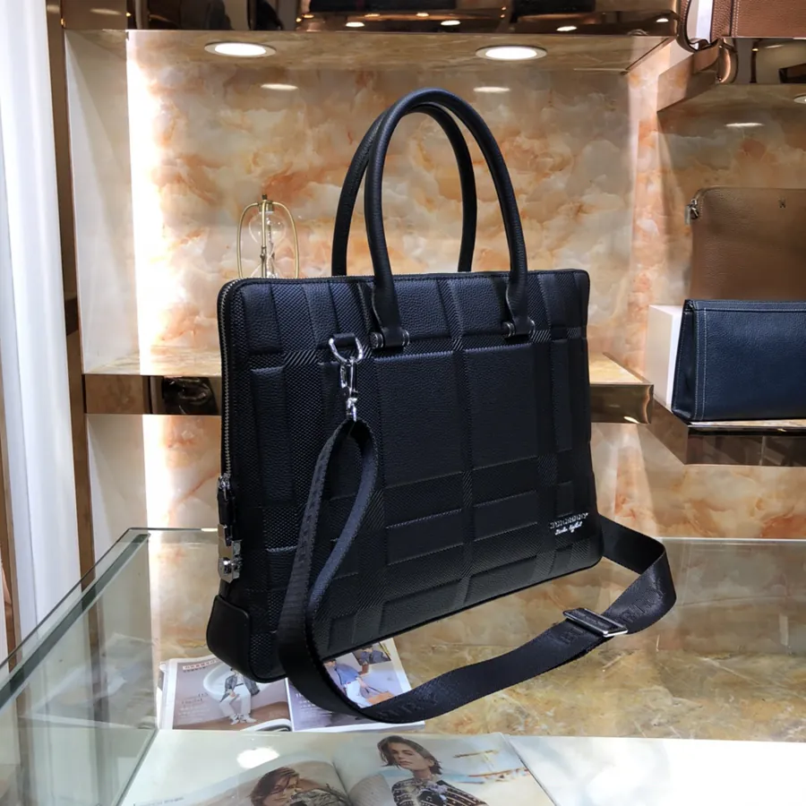 Burberry Men's Briefcase Classic Design, Premium Leather