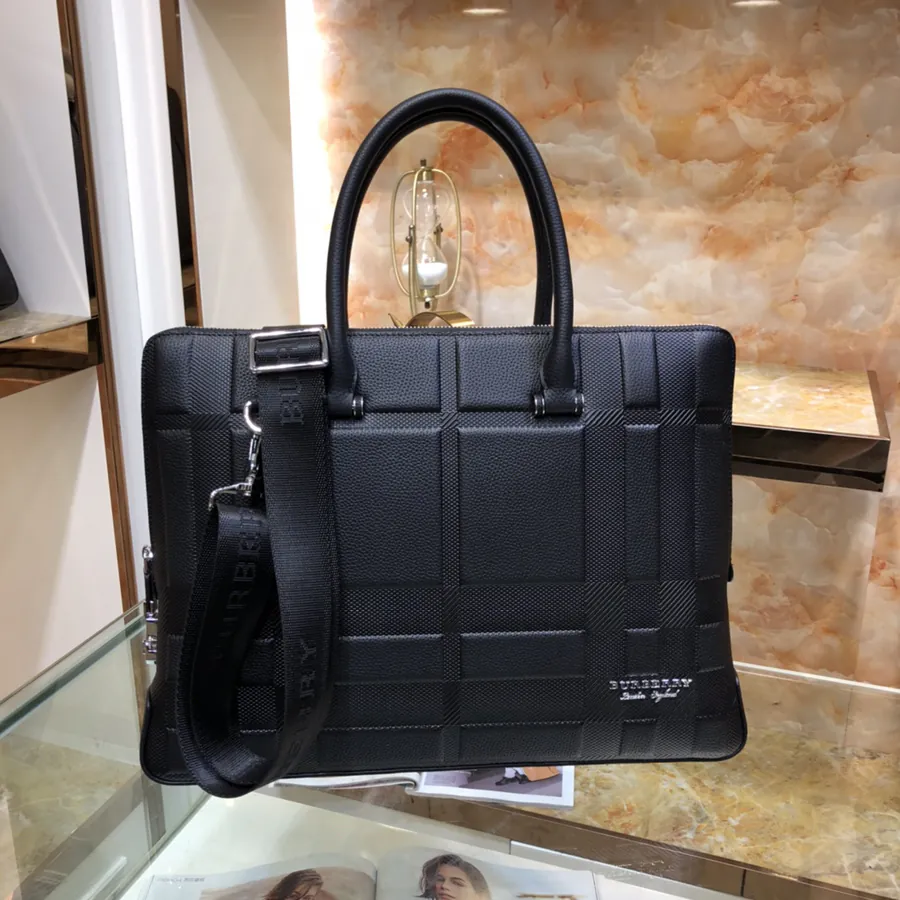 Burberry Men's Briefcase Classic Design, Premium Leather