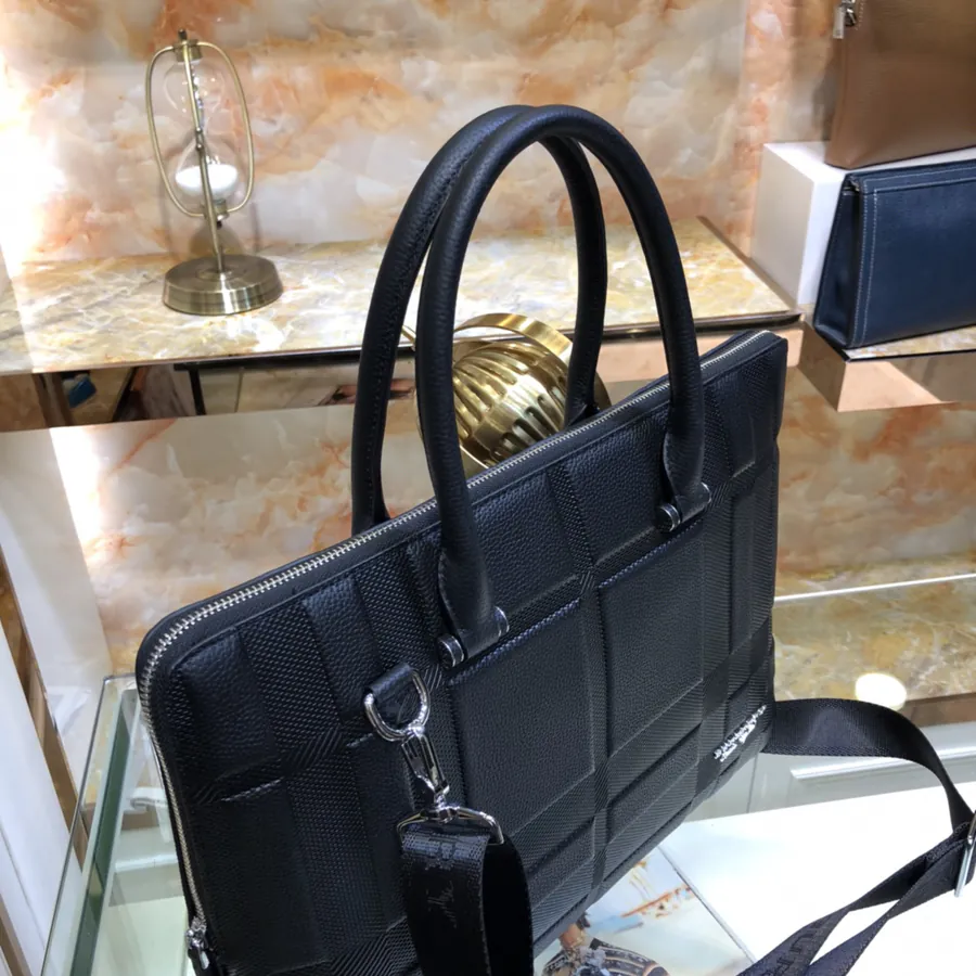 Burberry Men's Briefcase Classic Design, Premium Leather