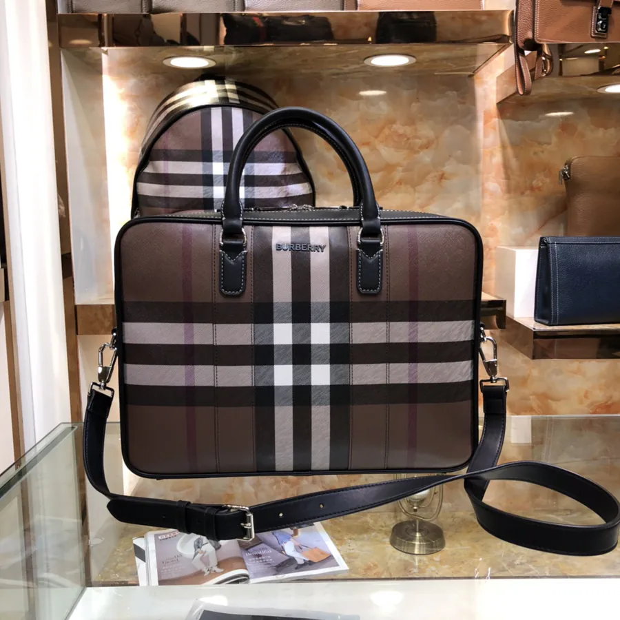 B Brand Brown Grained Briefcase
