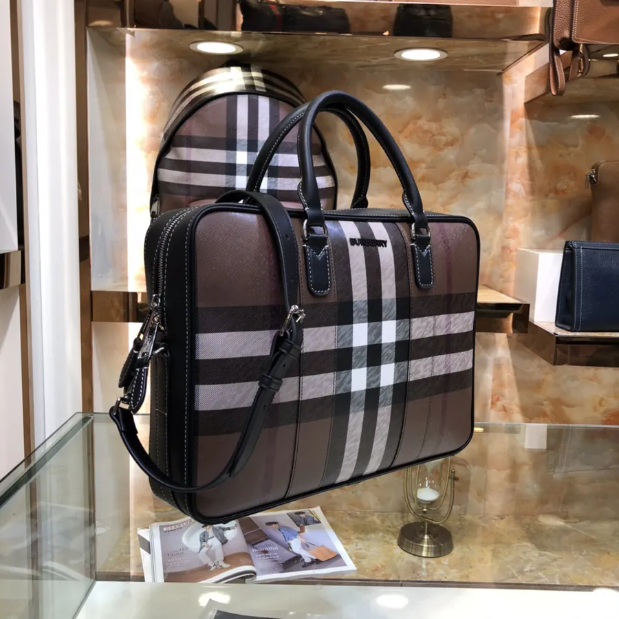 B Brand Brown Grained Briefcase