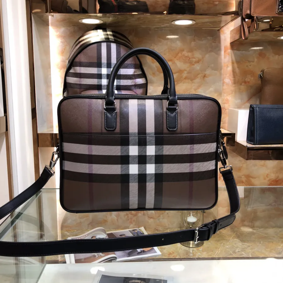 B Brand Brown Grained Briefcase