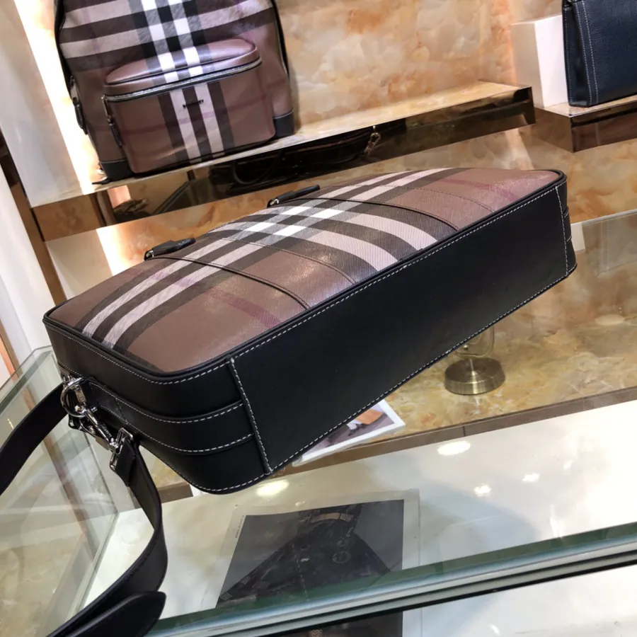 B Brand Brown Grained Briefcase