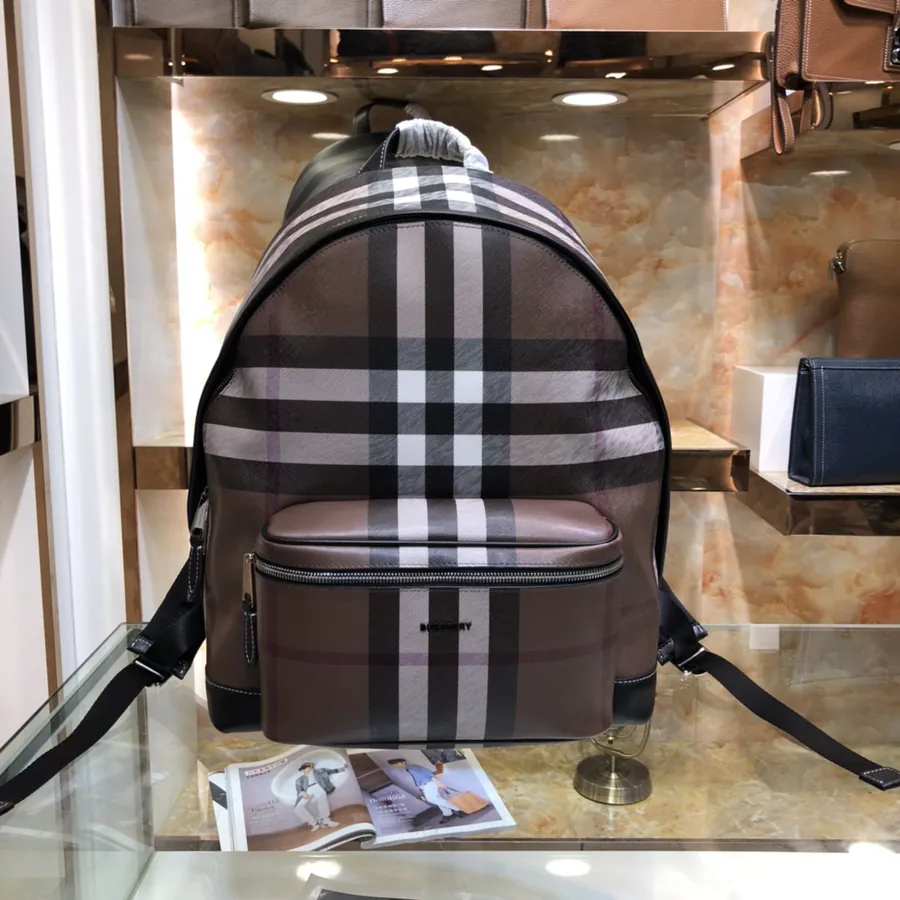 B Brand Grained Canvas Double Shoulder Bag with Exclusive Logo