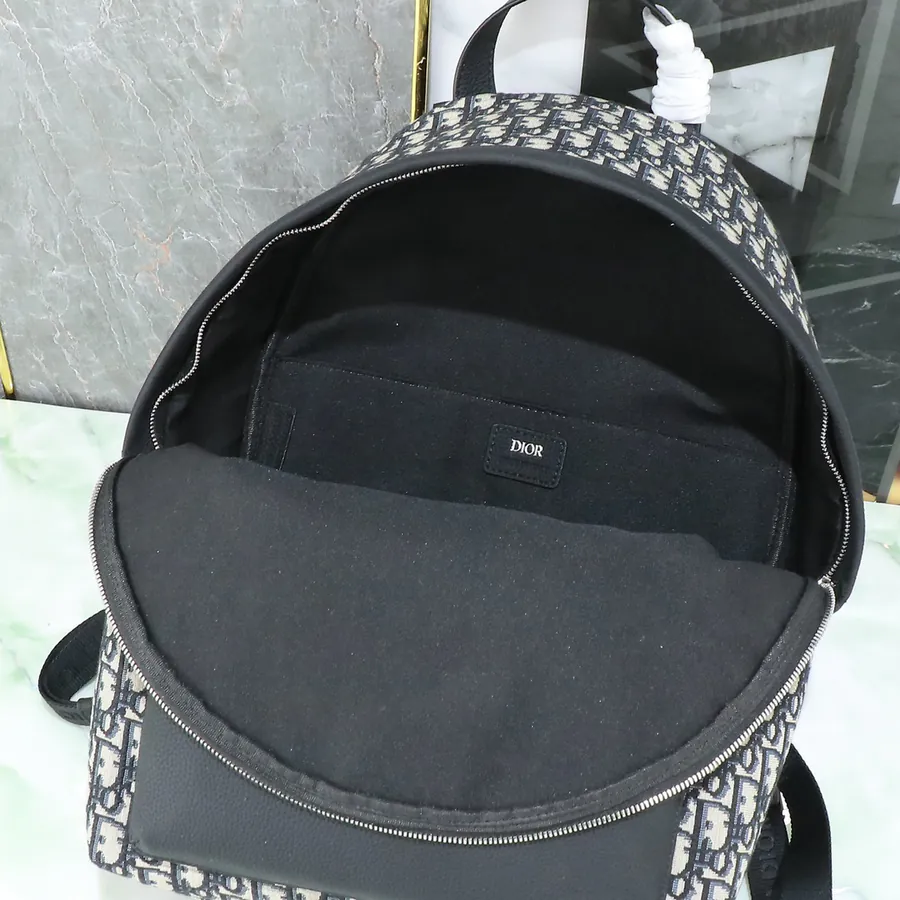 Rider Backpack Classic College Style with Grained Calfskin and Oblique Print