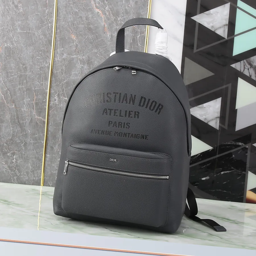 Men's OBLIQUE Backpack with Grained Calfskin Top Handle