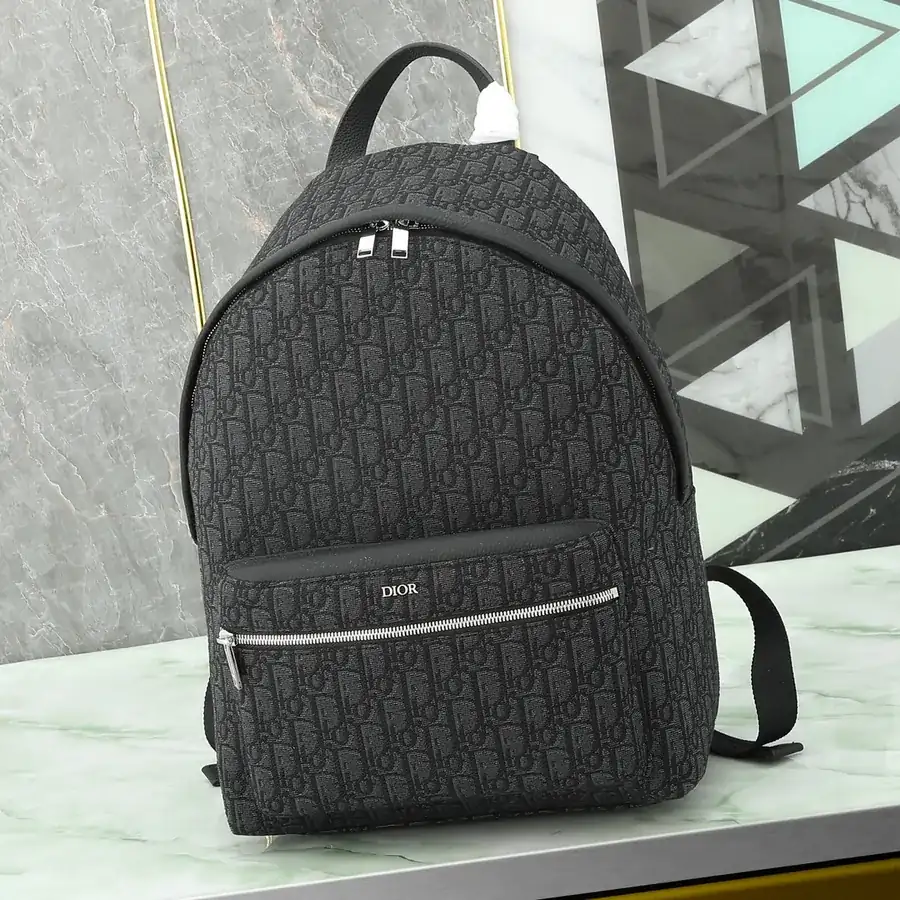 Men's OBLIQUE Backpack with Black Calfskin Trim and Adjustable Shoulder Straps