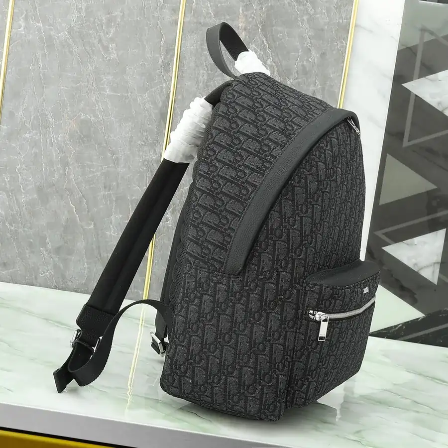 Men's OBLIQUE Backpack with Black Calfskin Trim and Adjustable Shoulder Straps