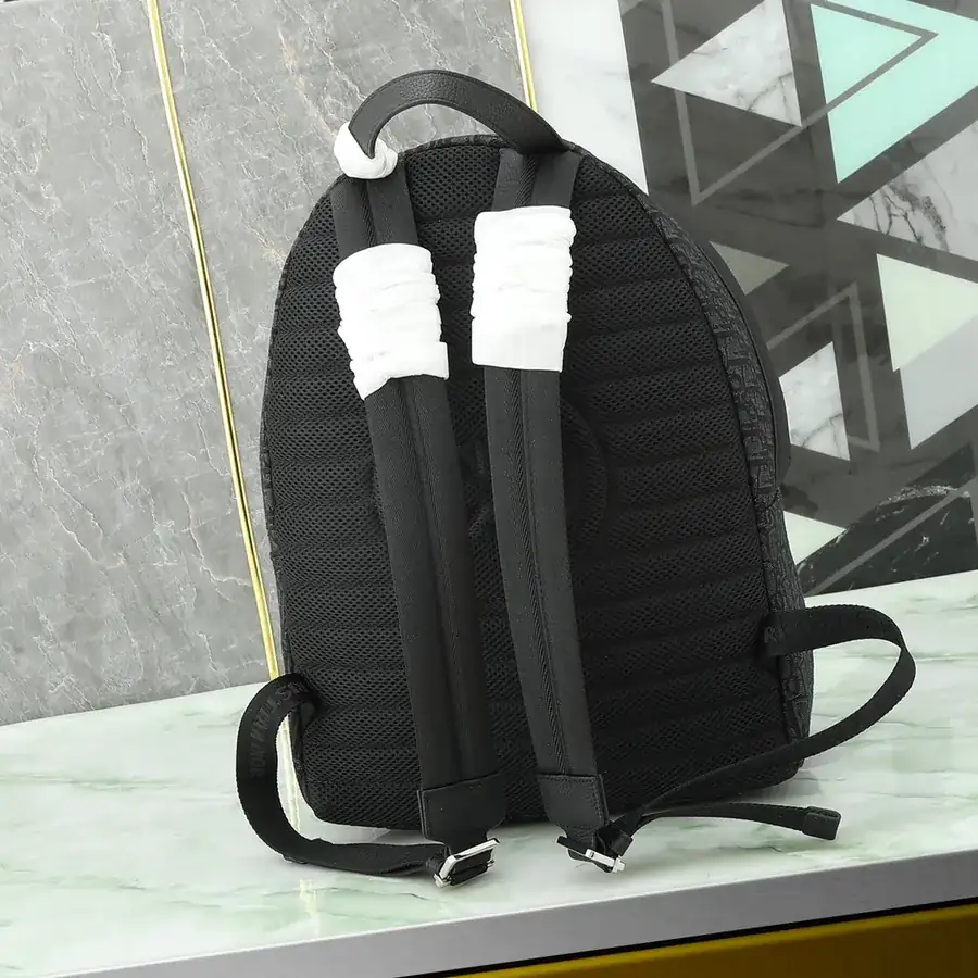 Men's OBLIQUE Backpack with Black Calfskin Trim and Adjustable Shoulder Straps