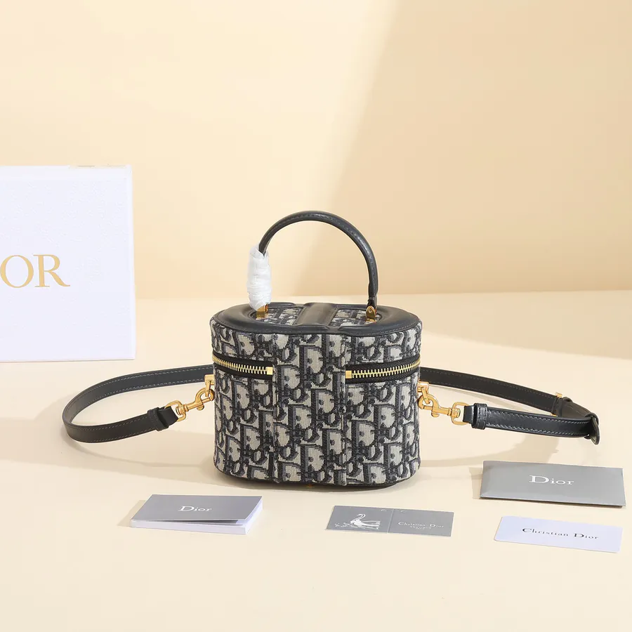 CD Signature Vanity Handbag Blue Oblique Print, Small Size