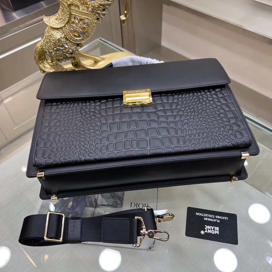 Montblanc International Men's Briefcase Premium Leather & Top tier Hardware