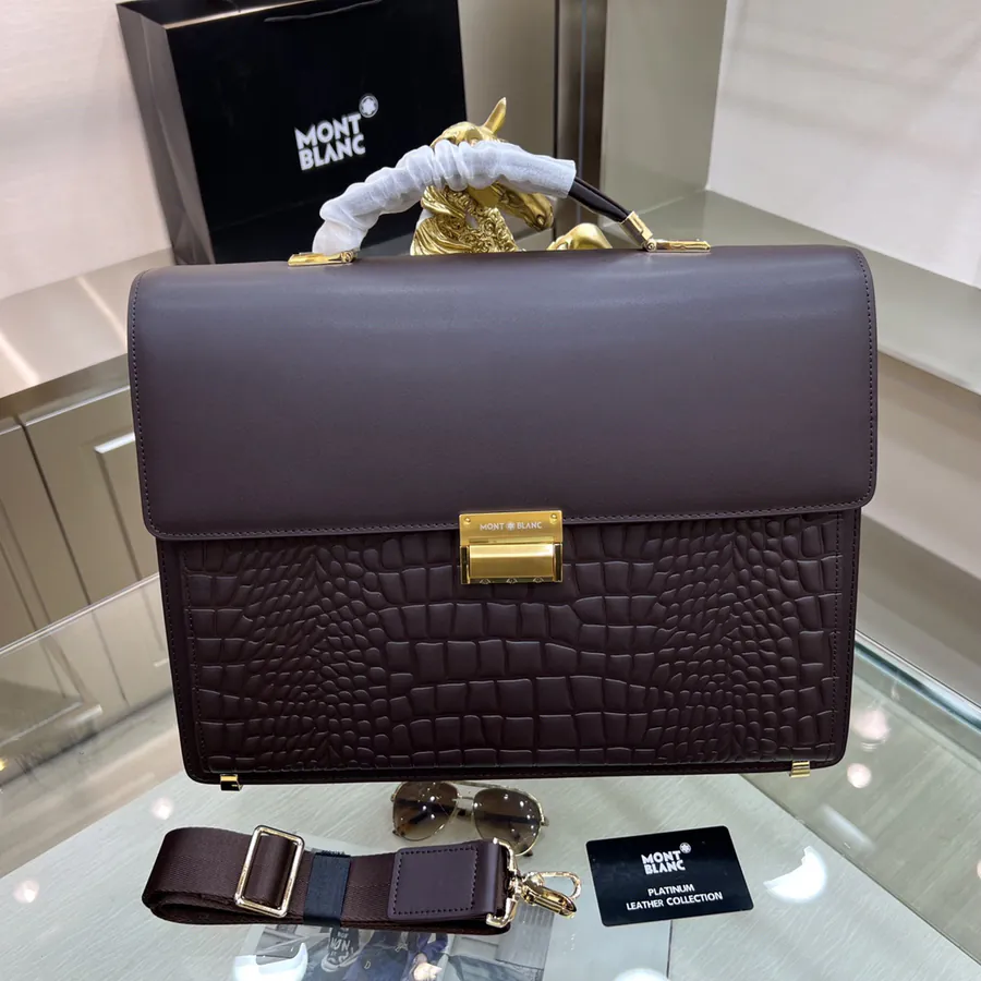 Montblanc International Men's Briefcase Premium Leather & Top Grade Hardware