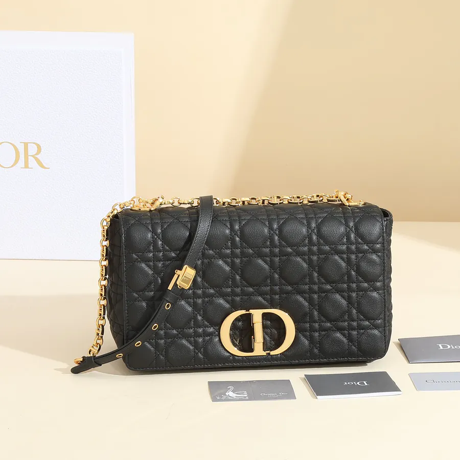 Caro Handbag Large Size, Grained Calfskin