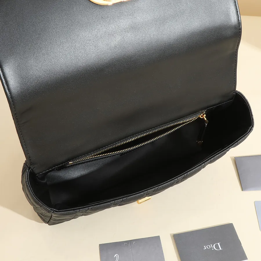 Caro Handbag Large Size, Grained Calfskin