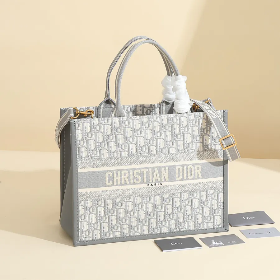 Maria Grazia Chiuri Book Tote Handbag Gray