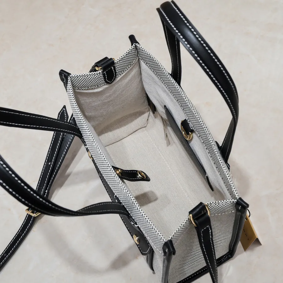 B House Freya Tote Bag Grained Calfskin & Canvas