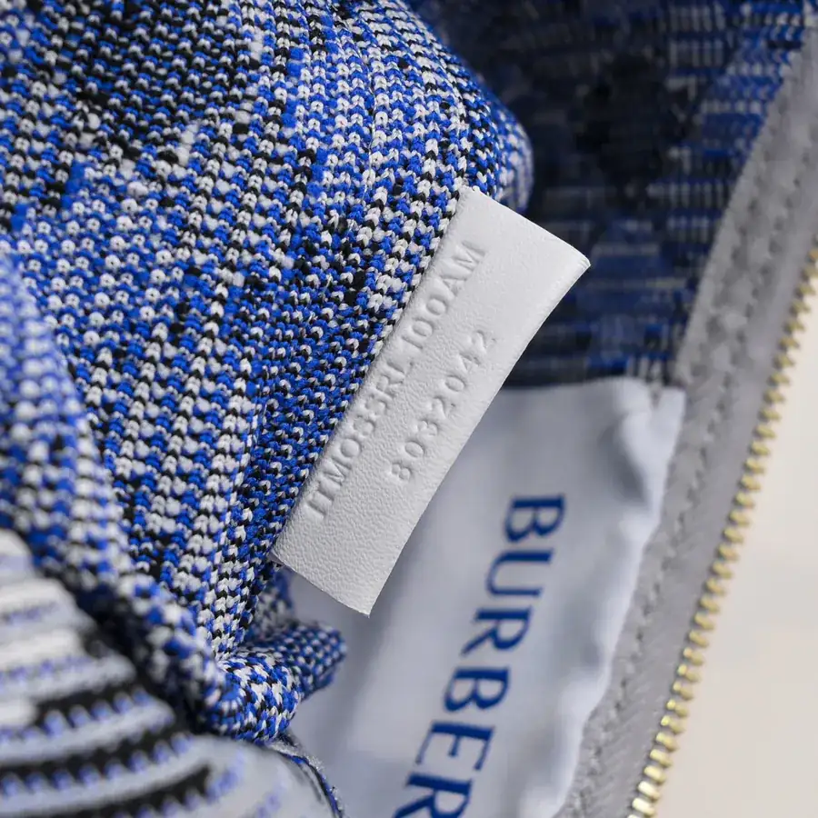 Burberry Soft Structured Clip Bag with Grained Calfskin and Tartan Trim