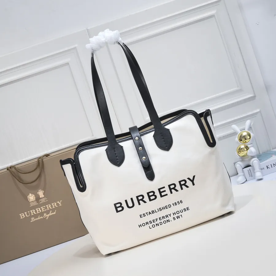 B Family The Belt Bellt Bag Shopping Bag with Cotton Canvas and Leather