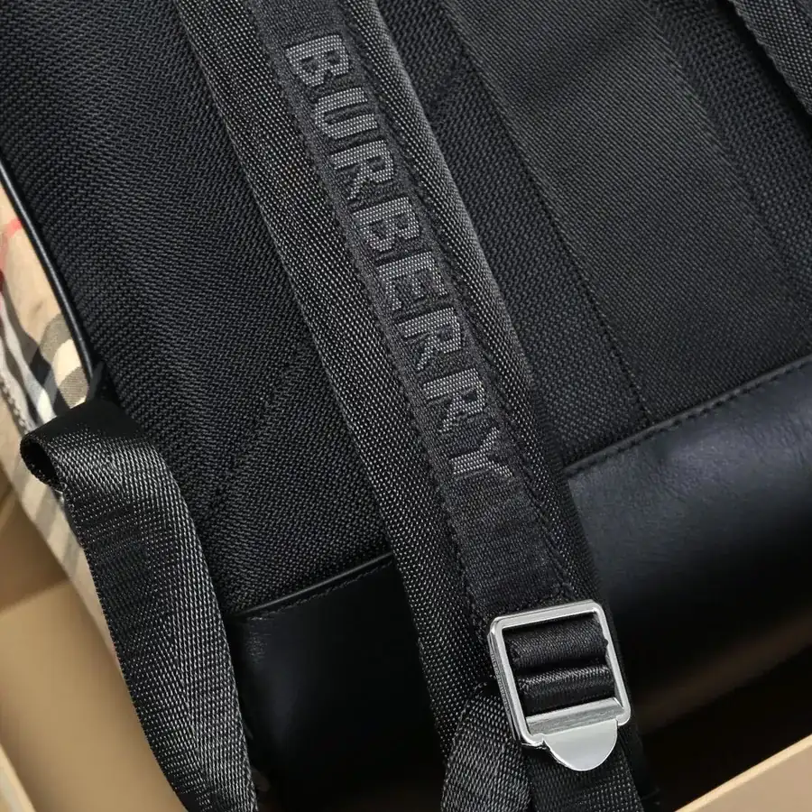 B Brand Upgraded Check Double Shoulder Bag with Smooth Leather Trim and Letter Embroidery Logo