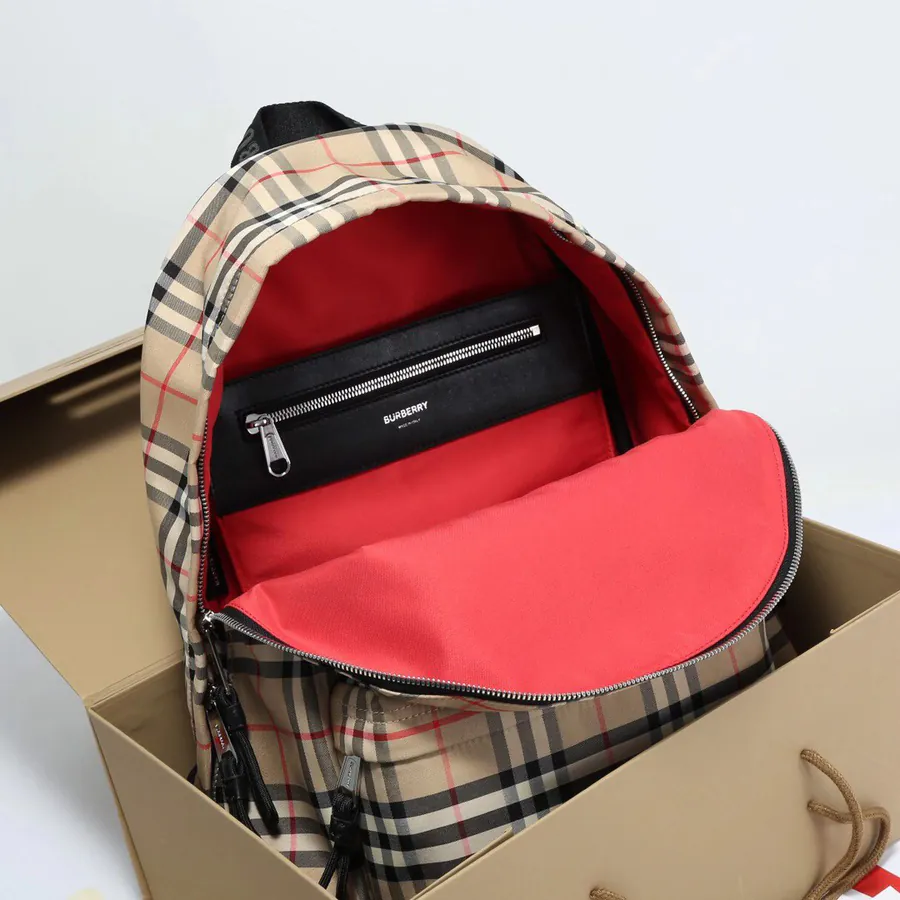 B Brand Upgraded Check Double Shoulder Bag with Smooth Leather Trim and Letter Embroidery Logo
