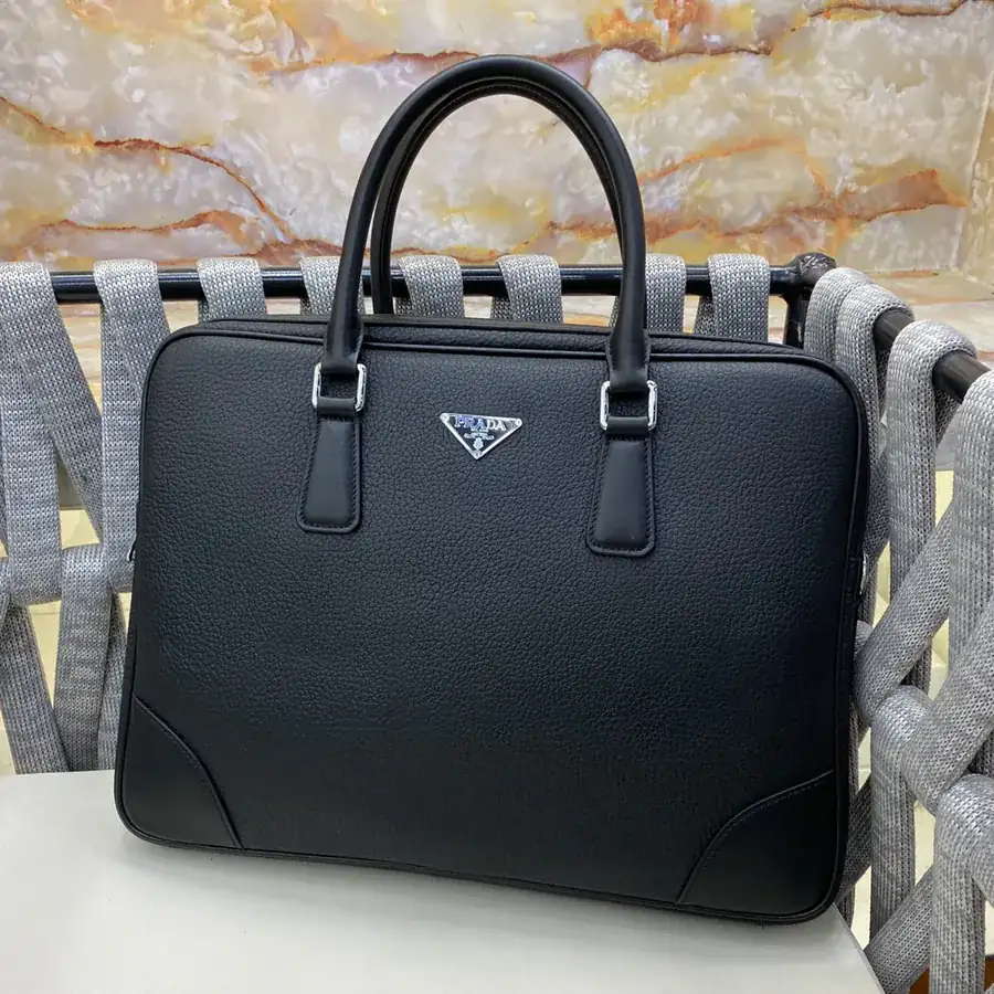 PRADA Men's Briefcase Premium Leather, Stylish and Practical