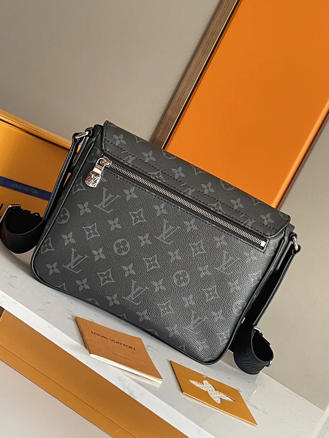 District Mini Messenger Bag with Grained Calfskin and Adjustable Strap