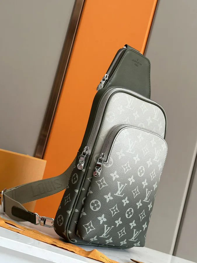 Avenue Shoulder Bag Monogram Macassar Canvas and Leather Trim