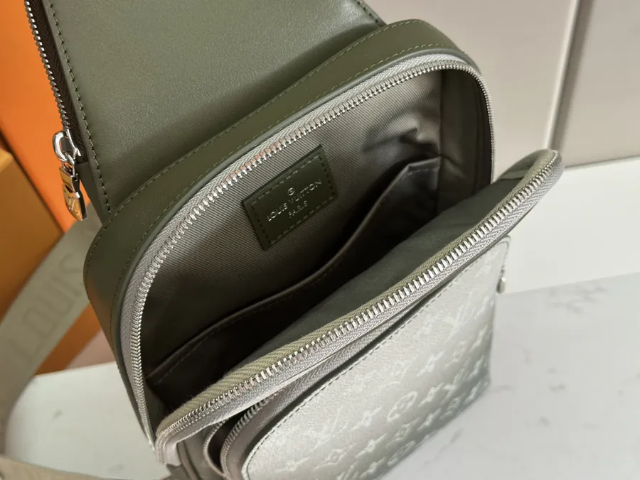 Avenue Shoulder Bag Monogram Macassar Canvas and Leather Trim
