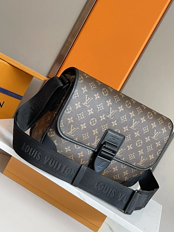 Archy Bucket Bag Medium Size, Monogram Macassar Canvas and Leather Trim