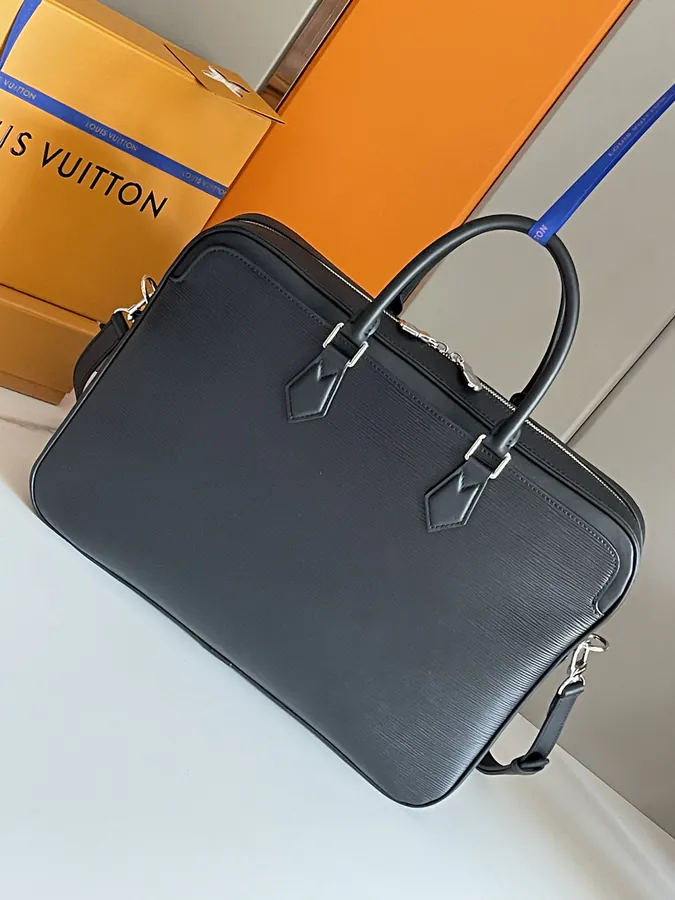 Dandy Briefcase in Black Grained Calfskin