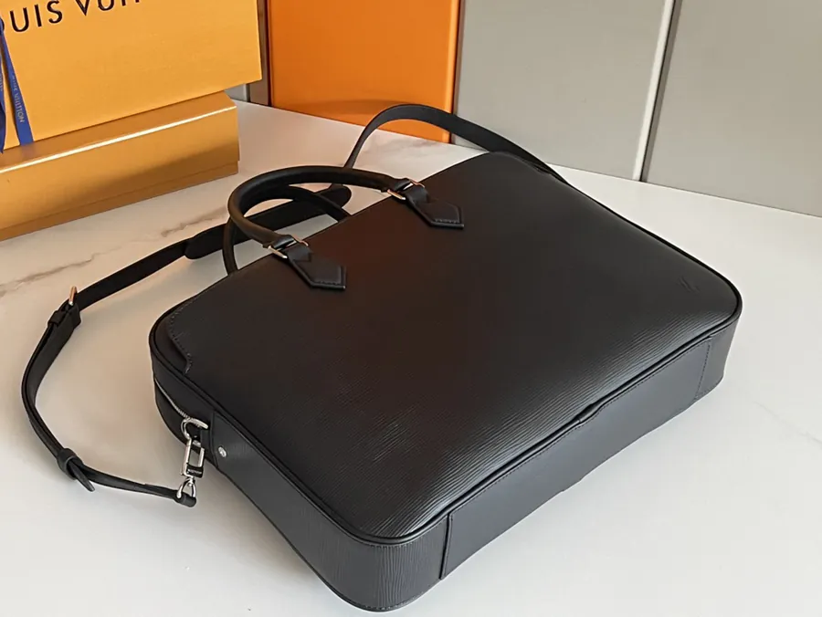 Dandy Briefcase in Black Grained Calfskin