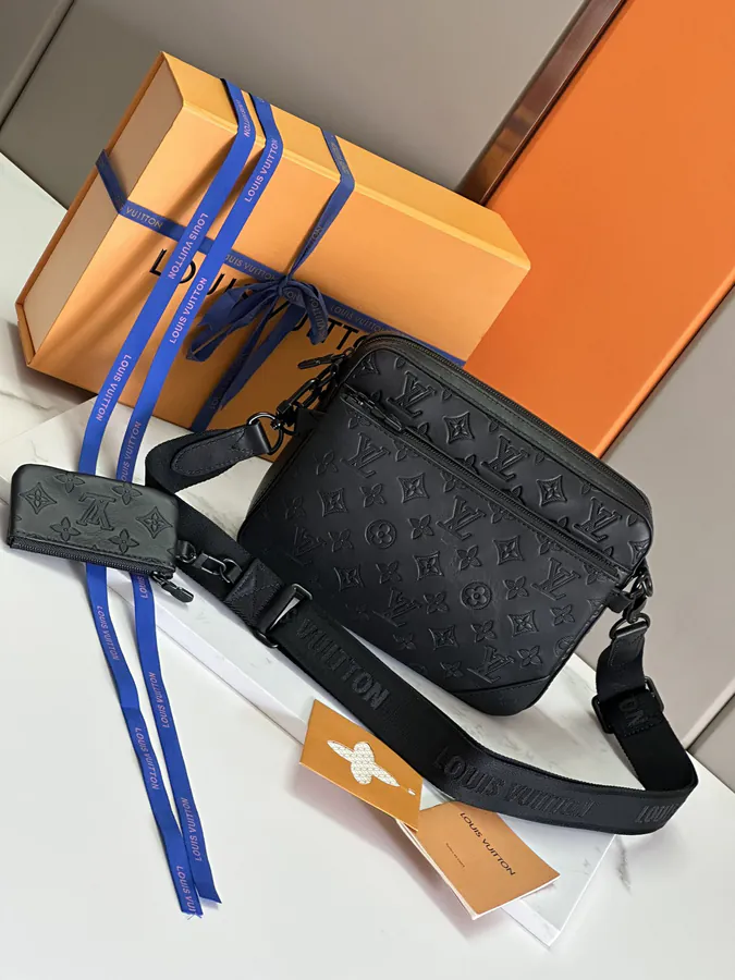 Trio Briefcase with Monogram Grained Calfskin
