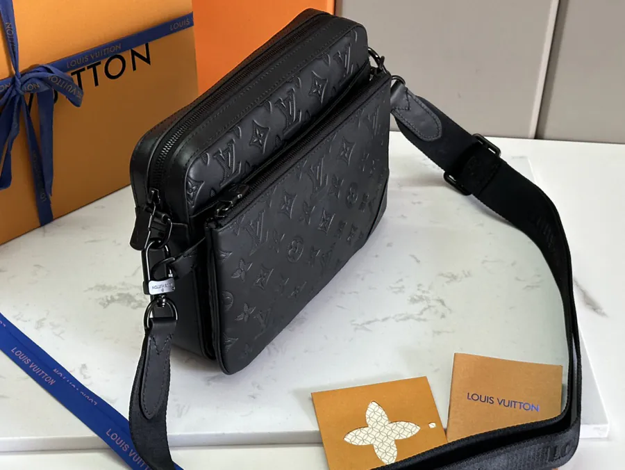 Trio Briefcase with Monogram Grained Calfskin