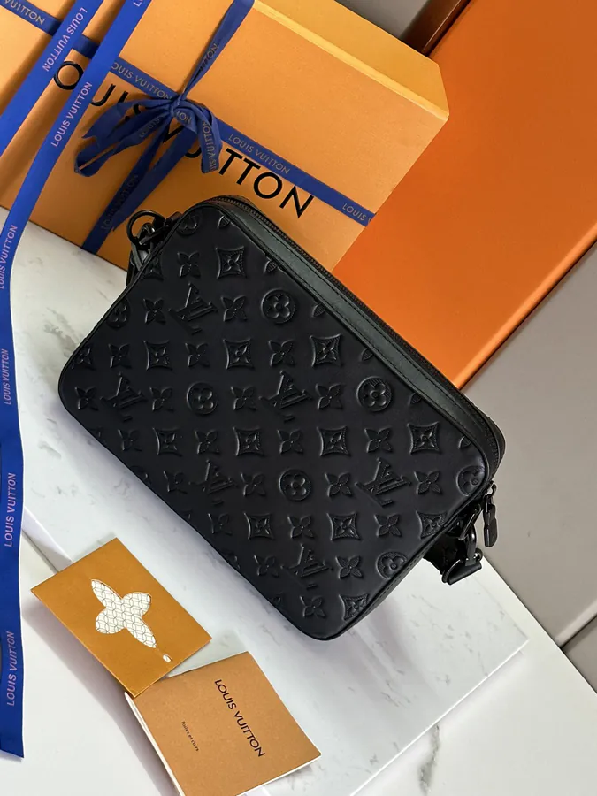 Trio Briefcase with Monogram Grained Calfskin