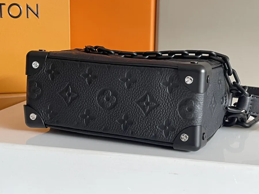 Louis Vuitton Mini Trunk Handbag with Taurillon Leather and Chain Details