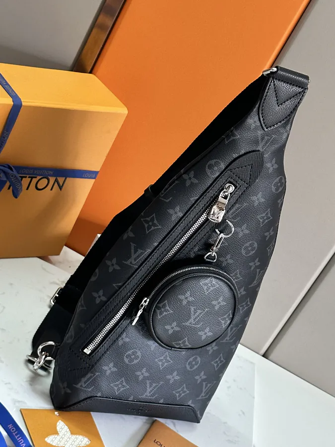 Duo Shoulder Bag with Monogram Canvas and Taïga Calfskin