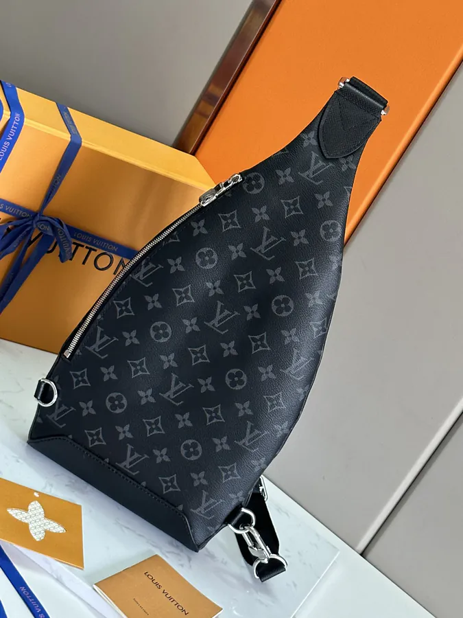 Duo Shoulder Bag with Monogram Canvas and Taïga Calfskin